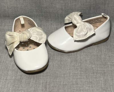 Wonder Nation White Patent Leather Ballet Flat~Elastic Bow Strap~Toddler  Size - Main Image