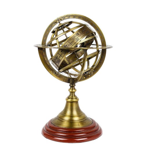 Sfera Armillare In Ottone Con Segni Zodiacali - Decorazione Vintage Per Appassionati Di Astronomia - Foto 7
