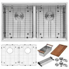Ruvati 33-inch Workstation 50/50 Double bowl Kitchen Sink - RVH8351 (1847)