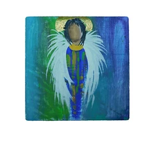 Angel Light Beings Heavenly Hosts on Ceramic Tile Magnet Art by Rain Crow