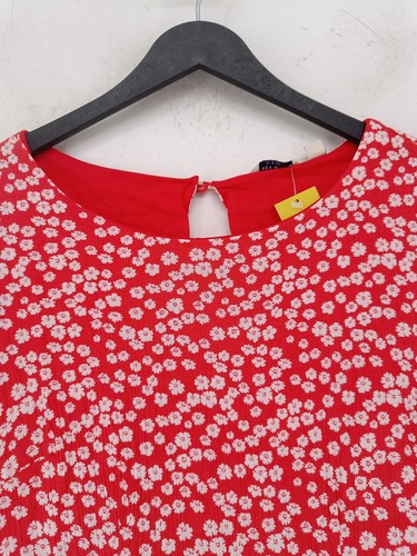 Jack Wills Women's Midi Dress UK 8 Red Viscose with Cotton A-Line - Picture 4 of 5