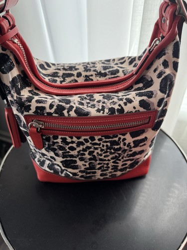 Coach Ocelot Cheetah schwarz/rot Seesack Crossbody Schultertasche Handtasche - Bild 3 von 8