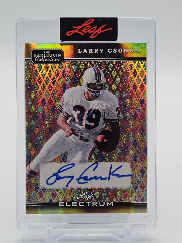 LARRY CSONKA 2025 LEAF ELECTRUM HARLEQUIN COLLECTION GOLD AUTO #HC-LC1 Q7420
