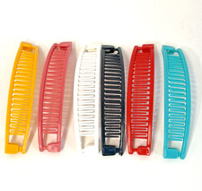 Vintage 1980's Banana Hair Clips Lot Of 6 Ponytail Clincher Combs Data Colorful