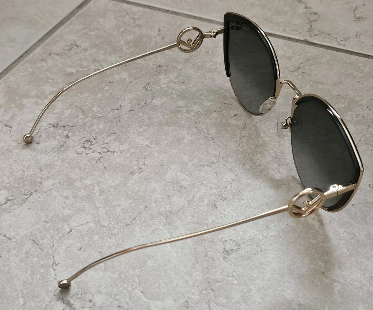 NWOT FENDI BUTTERFLY ITALY BLACK GOLD CAT EYE METAL F LOGO 