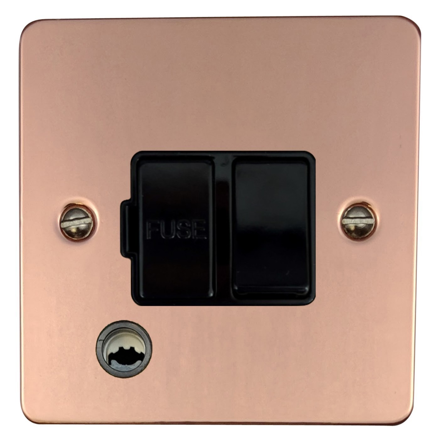 G&H FBC56B Flat Plate Bright Copper 1 Gang Fused Spur 13A Switched & Flex Outlet