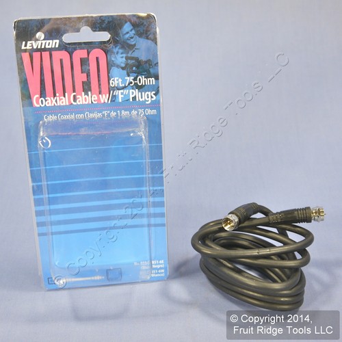 Leviton Black 6' Coaxial Video Cable F-Type Connector RG59 C5851-6E - 第 1/5 張圖片