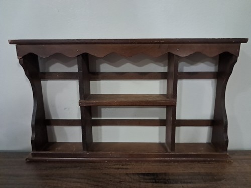 Vintage Wooden Wall Spice Rack Trinket Shelf 