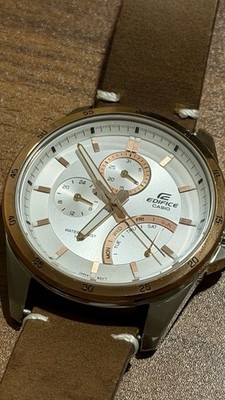 Casio Edifice EF-341L-7AV EF341L, Rose gold White Dial