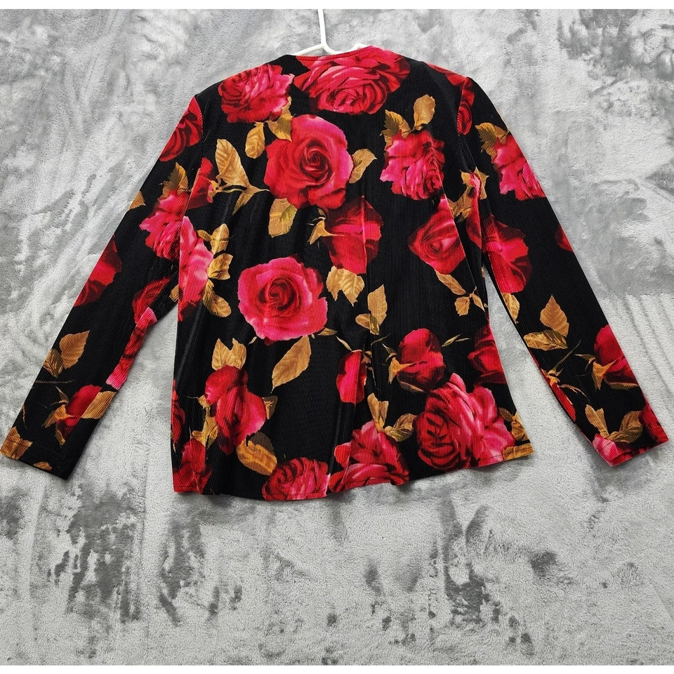 Jaqueta Joie De Vie Paris Feminina S Vermelha Preta Floral Veludo Veludo Frente Aberta - Imagem 4 de 4