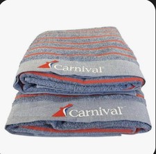 Carnival Cruise Line Logo Beach Pool Towel New Design Blue Red Stripes 62x35