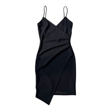 Y2K Charlotte Russe Faux Wrap Black Mini Dress S Sexy Spaghetti Strap Clubwear
