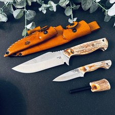 Vater & Sohn Messer-Set mit Feuerstahl &ndash; N690 Stahl & Hirschhorngriff