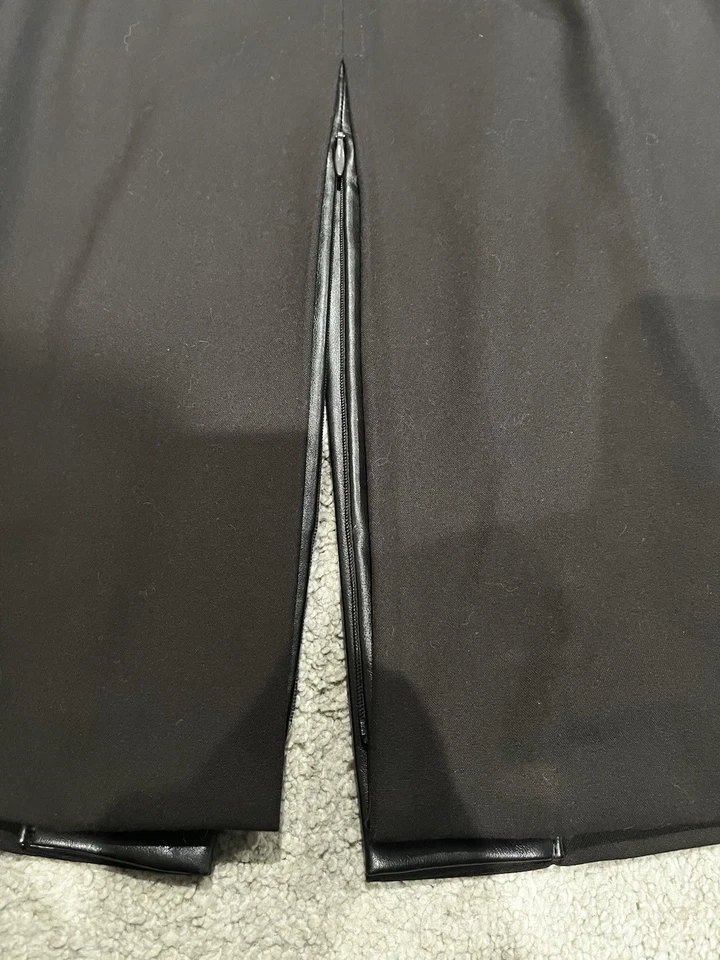 Falda Lápiz Elie Tahari Marrón Oscuro, DETALLES DE CUERO Y CREMALLERA, Totalmente Forrada, Talla 8 Foto 4 de 4