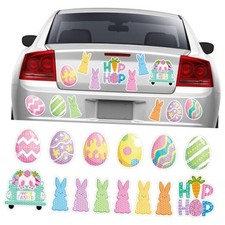 14 Pcs Easter Reflective Car Magnets Colorful Bunny Egg Refrigerator Magnetic
