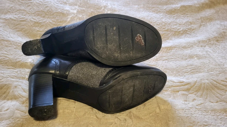 Croft Barrow Talla 7 M Punta de Ala Tacón Negro Gris 2.5 Tacón Cordones Que Oficina Rencor Foto 2 de 4