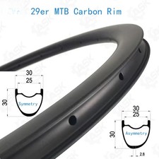  29er MTB XC AM Mountain Bike Carbon Rim 30x30 33x30mm 28 32Holes Tubeless Ring