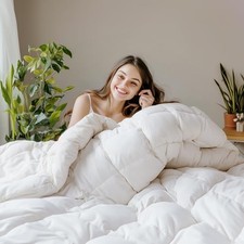 Goose Down Feather Fiber Comforter Size - All Season Queen White/All Season