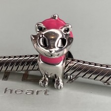 Chamilia Disney Marie Aristocats Cat 925 Sterling Silver Pink Enamel Bead Charm