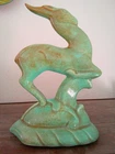 Vintage Royal Haeger Pottery Gazelle Statue, tarnished copper glaze, 8-8.25 in