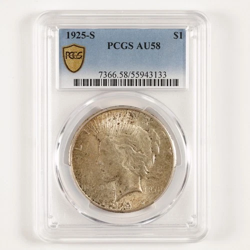 1925-S Key Date Peace Dollar $1 PCGS AU58 31122