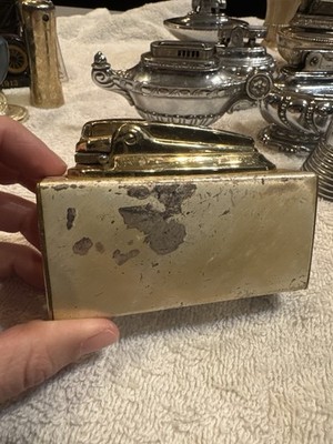 Ronson Vintage Brass Gold Tone Table Lighter Collectible Marked Made in England