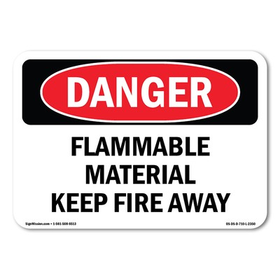 Flammable Material Keep Fire Away ANSI Danger Sign Metal Plastic Decal