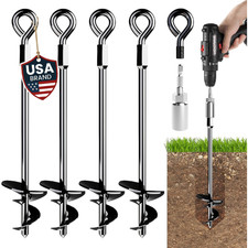 15" Ground Anchors Screw-in - Heavy Duty for High Winds - Ground Stakes - Earth