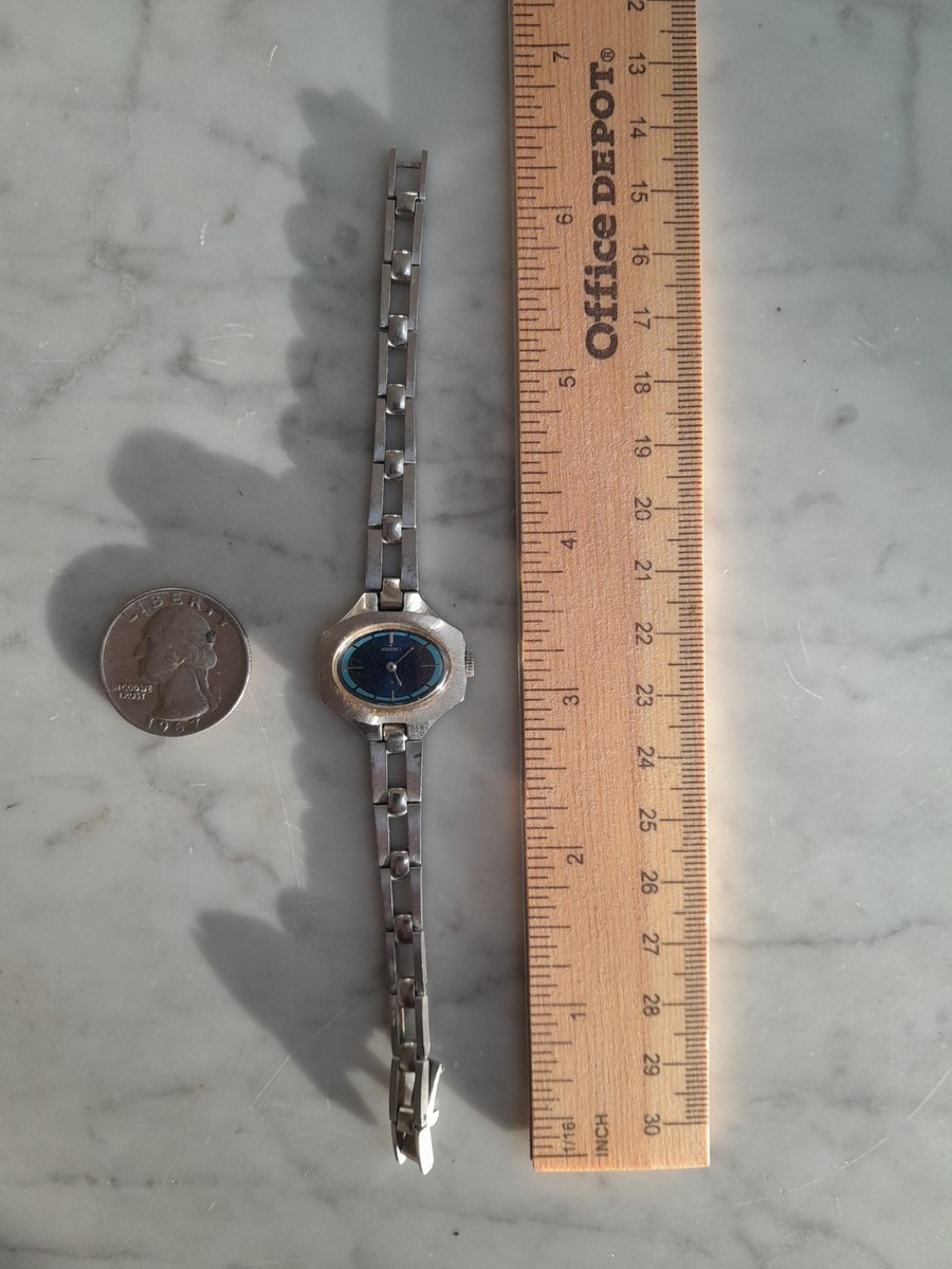 Seiko Ladies Watch Vintage Japan 11-7659 Mechanical Wind Blue RUNS