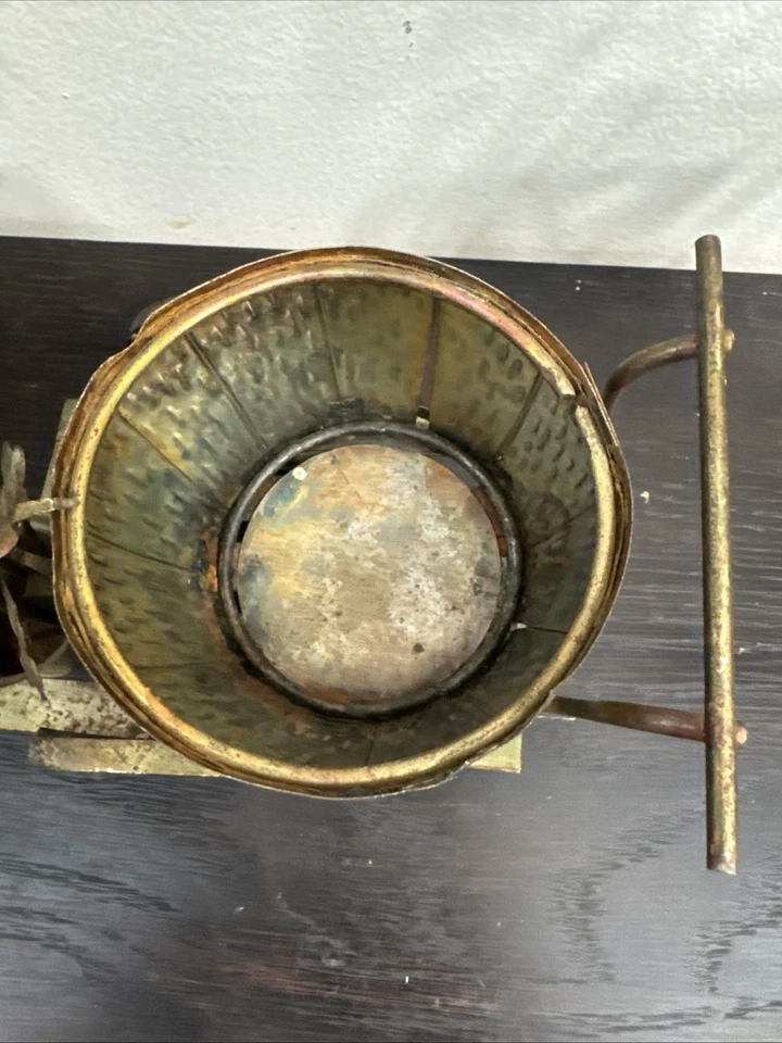 Vintage Flower Cart Metal Sculpture Art Decor - Image 4 of 4