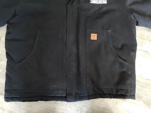 White Bear Chore Coat Duck Jacket Black Quilt Lined Workwear Men's Sz L - Picture 5 of 19