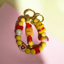 3 Cute stylish Handmade Yellow red acrylic bead Keychain, bag/backpack charm