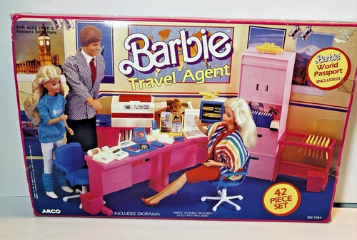 Arco Barbie Travel Agent Playset Vintage Arco Playset W/Original Box Diorama