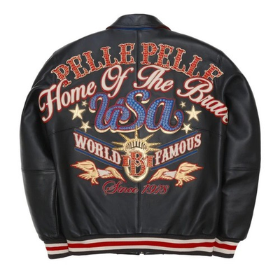 #ad Black Pelle Pelle Home of Brave Jacket in Real Cow hide Leather $550.00