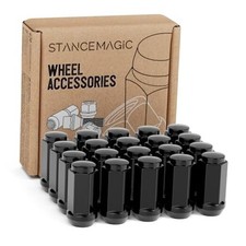 20pcs Bulge Lug Nuts - 9/16-18 Thread Size - Conical Cone Taper Acorn Black