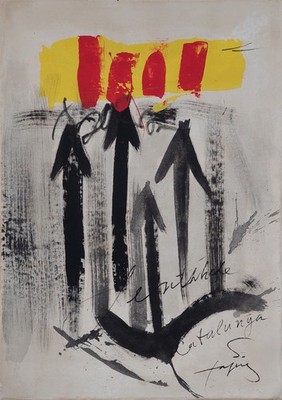 Antoni Tàpies Signed Abstract Oil Painting on Canvas - Spanish Modern Art
