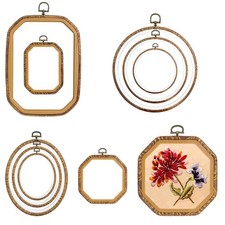 9 Pcs Large Embroidery Hoop Frame Imitated Wood Display Frame Wooden Embroide...