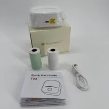 Phomemo Mini Portable Thermal Printer Model T02 W/ 3 Self-Adhesive Paper Rolls