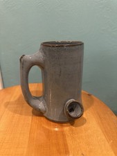 Pottery Hand Made ‘Wake And Bake’ Mug - Ceramic Dusty Blue Heavy Duty