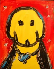 CUTE DOG   Modern Abstract   Original Oil Painting  IMPRESSIONIST RGG3E