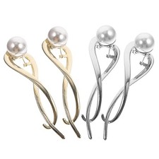 4PCS Pearl Hair Clip Set Pearl Hairpins Banana Clip French Twist Hair As Shown