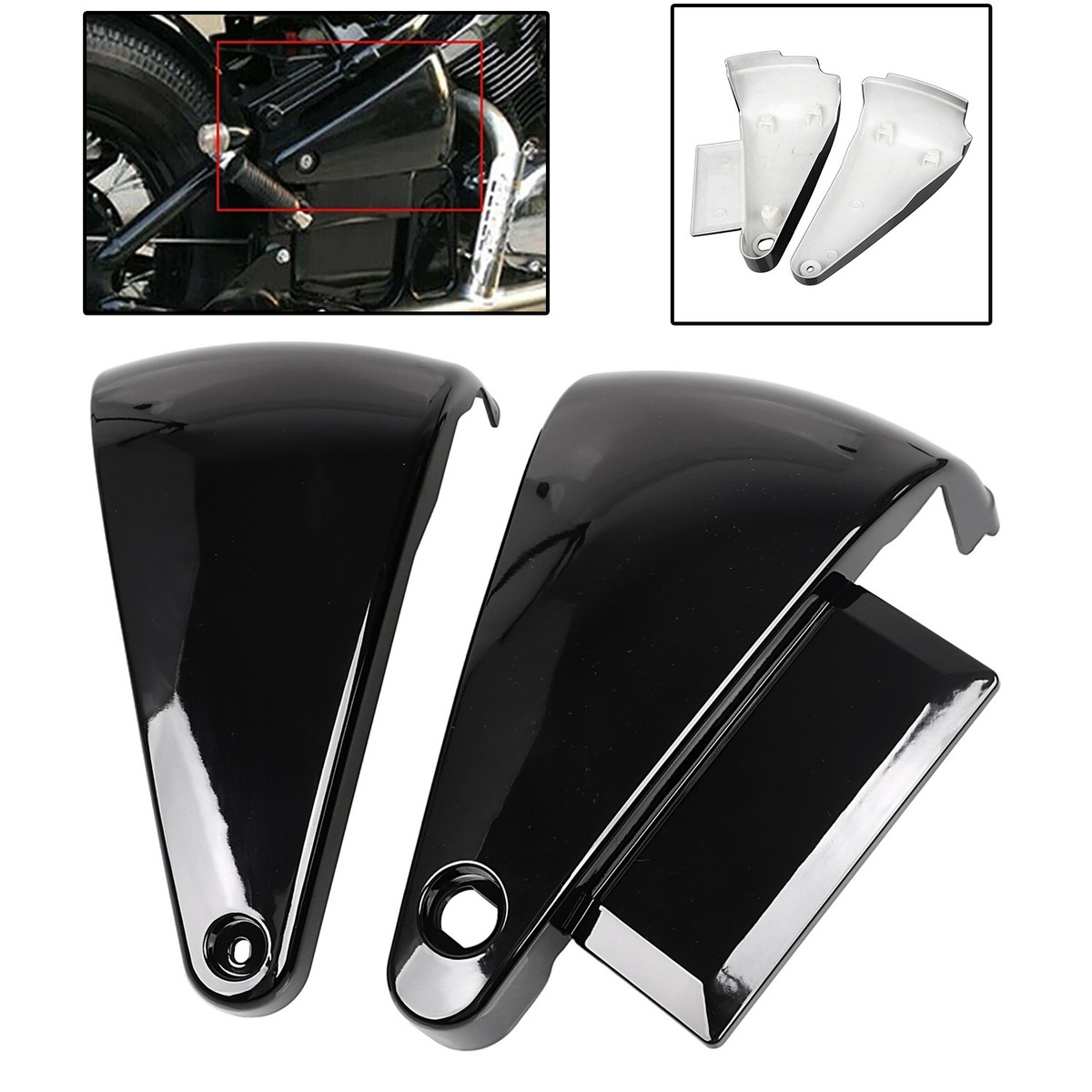 Vivid Black Battery Cover Side Fairing Panel For Kawasaki Vulcan