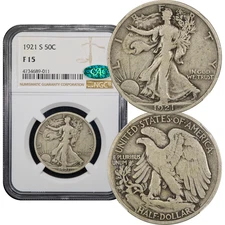 1921-S Walking Liberty Half Dollar 50c NGC F15 CAC