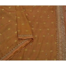 Sanskriti Vintage Indian Sarees Georgette Hand Beaded Craft Fabric Ethnic Sari