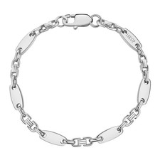 Men's Silver Bracelet Stainless White Gold 18 Carat Coated Watertight B6351D