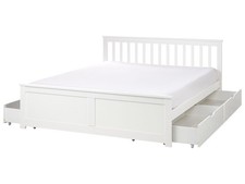 Bed with Storage OLENDON 160 x 200 cm (EU King Size) with Storage Wood White