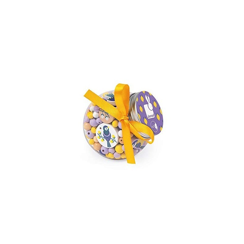 Janod Birdy Perles en Bois Enfant Jeu Enfilage Breloques Mésanges Bijoux