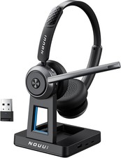 Wireless Headset with Mic for Work, Wireless Headphones with Mic Noise Cancellin