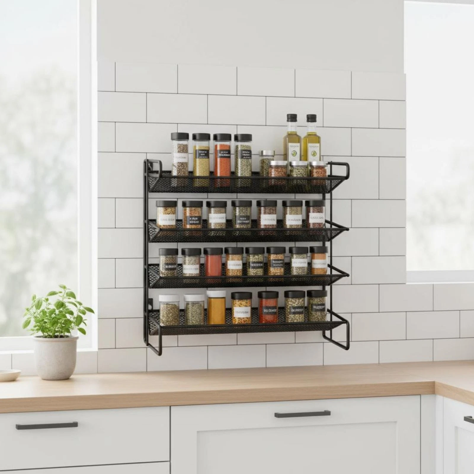 Four-Tier Seasoning Organizer Freestanding Household Storage Rust-Resistant