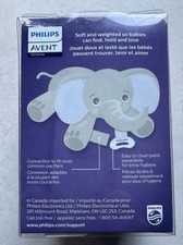 Philips Avent Soothie Snuggle Pacifier Holder Gray Elephant Plush Toy Lovey